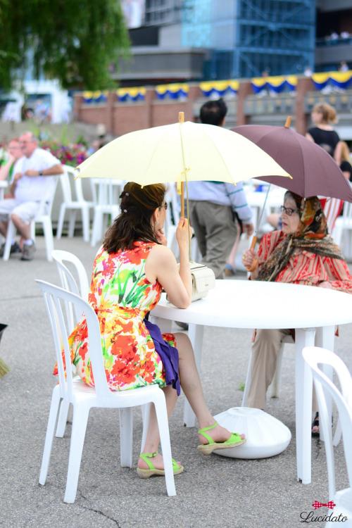 Streets of Toronto… Under the umbrella (Tropical Print II) @WoodbineRacing #QP2013 Check out 