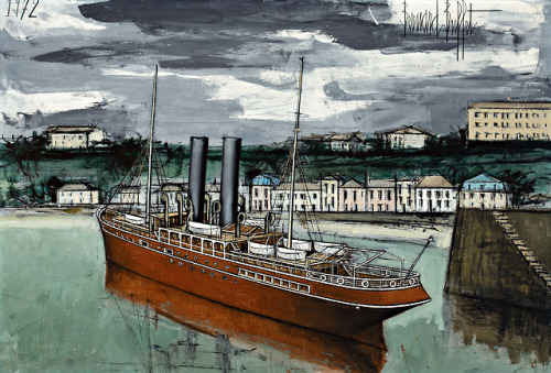 Graville Harbour    -    Bernard Buffet , 1972French, 1928–1999Oil on canvas, 89 x 130 cm. (35 x 51.