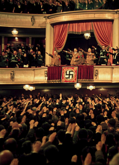 fuckanimals:  Adolf Hitler and Joseph Goebbels at the Charlottenburg Theatre in Berlin, 1939 source
