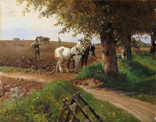 Break at the fieldwork by Frants Henningsen (Danish, 1850 - 1908)