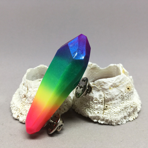 Rainbow Crystals have launched in my Etsy shop! Pins, rings and necklaces~ Don&rsquo;t forg