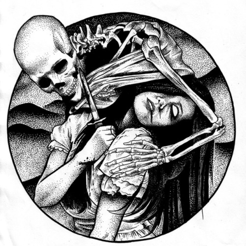 Artwork for “DEADMAN POLTRON/ELLIE DE MON” Split. 