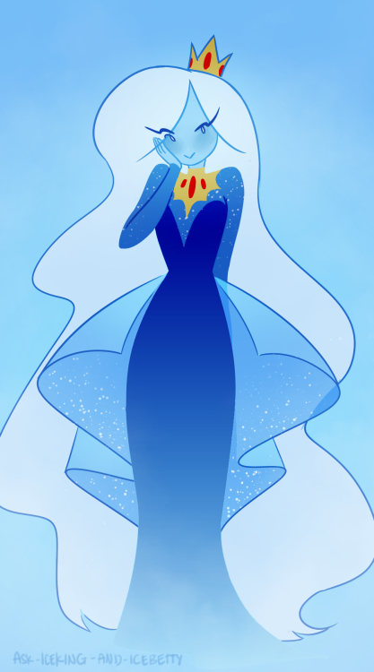 ask-iceking-and-magicbetty:  I remember someone asking for Ice Queen dresses? Though, at this point, it kinda looks like a redesign. I opted for a slim dress this time. :) -mun 