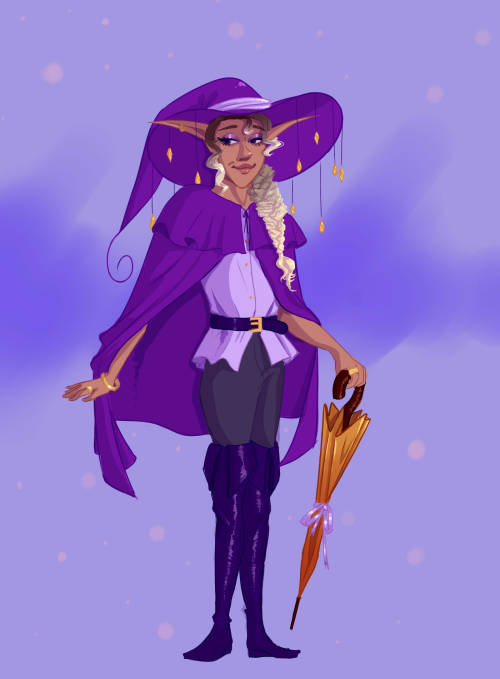 taz-ids:marlowery:taaaaaaaako time[ID] A full color drawing of Taako, smiling and holding the umbras