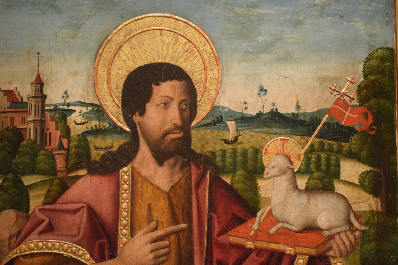yo check out this lamb
(detail from Saint John the Baptist; Saint Fabian and Saint Sebastian, by Miguel Ximenez, 1494, MNAC)