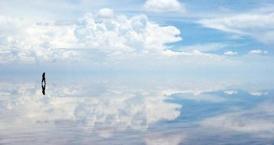 Walking the sky (Salar de Uyuni, Bolivia, the world’s largest salt flat at over