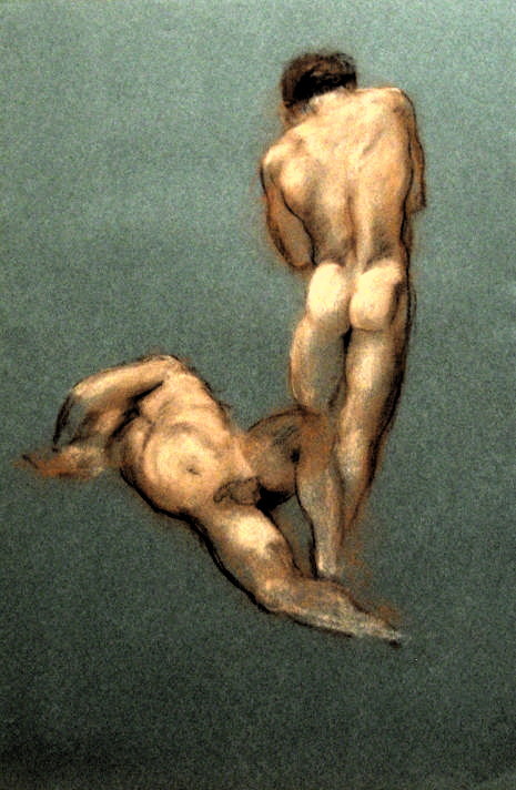 John LeGrand Untitled (Two Nudes) 1960s USA - Pastel on tinted paper 