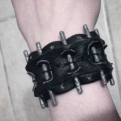 Wasteland wanderer. Got my post apocalyptic vegan leather bracelet in the mail today! Another great