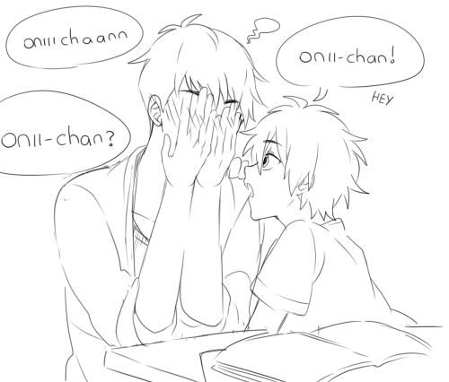 sorararart:messy scribble and dashi getting embarressed being called onii-chan..