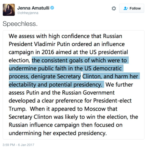keepyourarmin: micdotcom: Vladimir Putin ordered attempt to influence US election, declassified repo