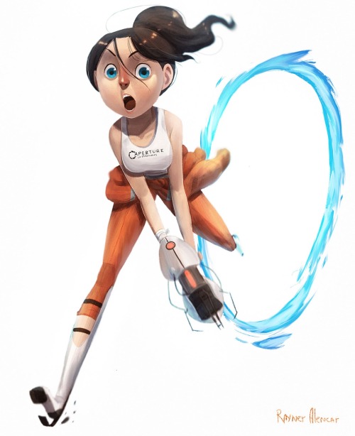 geek-art:  Rayner Alencar - Video Games Heroes  Rayner Alencar is an illustrator from Brazil who got quite inspired by Portal and Tomb Raider… What about a cartoon with this design guys ? Don’t forget to check his other artworks, it will blow your