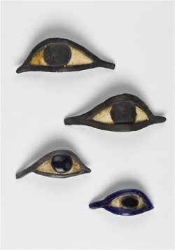 grandegyptianmuseum:  Ancient Egyptian eyes inlays, mostly taken from coffins (glass paste, obsidian and lapis-lazuli).   Now in the Mediterranean Archaeology Museum, Marseille.  