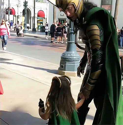 the-lokis-queen:Loki takes Baby Loki and Little Thor to meet the Avengers at Disney California Adven