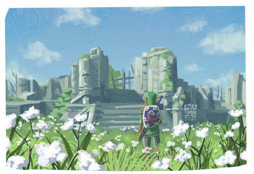 theelvishfiddler:In the Ruins Loz BOTW Screencap Redraw Speedpaint Study (1hr20mins) - December 12th