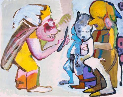 Paula Rego, Nanny, Small Bears and Bogeyman, 1982, acrylic on paper. Rego often works on p