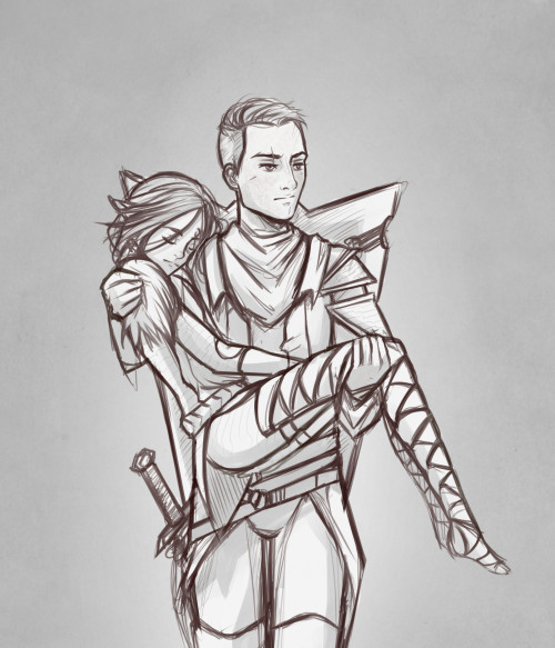 falsesecuritysketches:Shae Lavellan &amp; Lionell Trevelyan(*sobs* I had to cut it the image so 