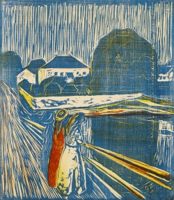magictransistor:  Edvard Munch, Mädchen auf der Brücke (The Girls on the Bridge), 1918. 