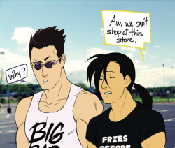 purpurart:  anon requested Greed and Ling so I bring you modern fma au where they just…….  ᕙ( ̎ᑒ ̎ )ᕗ   I’m really tired 