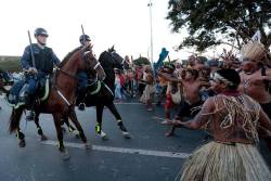 dandycapp:  27/5/14 ‪‎Brasilia‬ ‪#‎Brazil‬ - Clashes between indigenous and police erupted in the capital during a protest against the World Cup 2014.