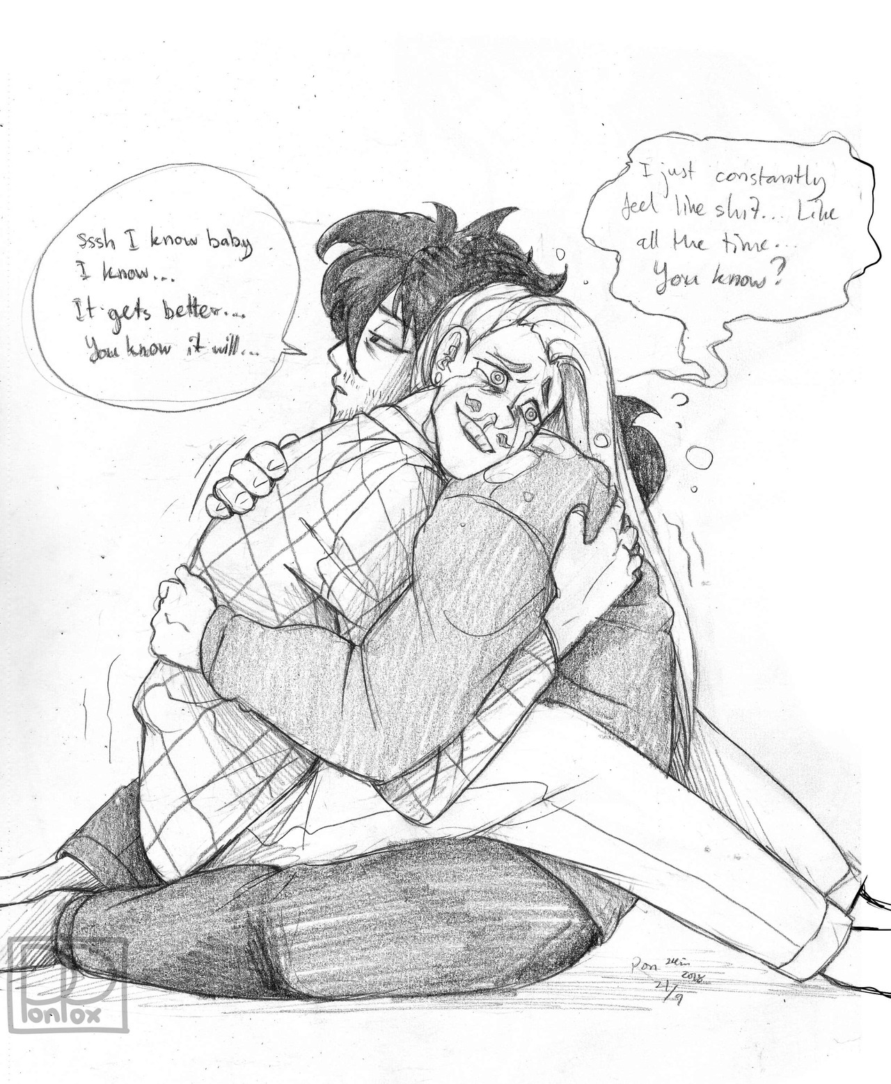 ponpox:  Hugging is like my number one comforter. If I’m breaking down the thing