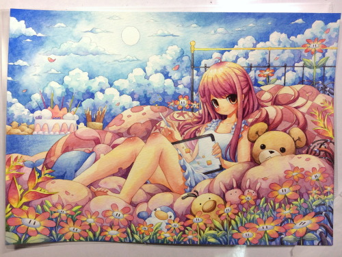 fandom-artworks: emperpep:    Shelter fanart watercolor commission for kawaiipony2.deviantart.com   artists watercolor and colored pencil on 300g montval paper.  emperpep 