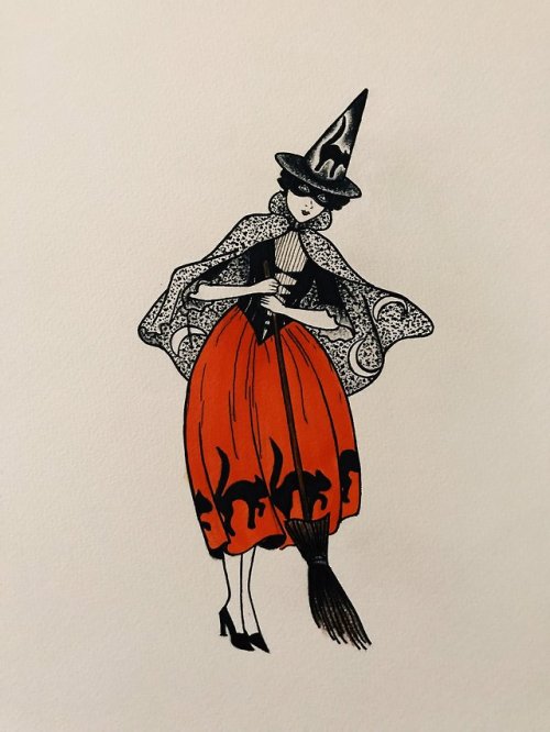 snootyfoxfashion:Vintage Style Halloween Girl Prints by lllittleghosttt