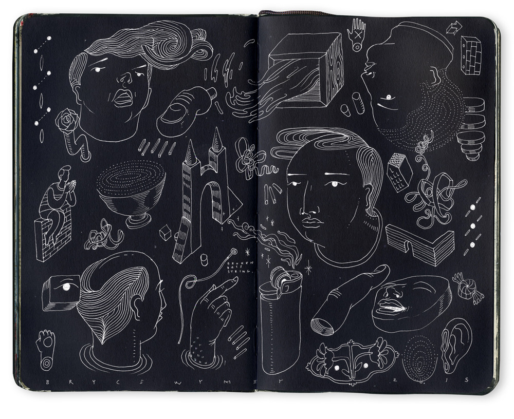 exhibition-ism:  Absolutely IN-LOVE with the sketchbooks of Brooklyn based artist Bryce