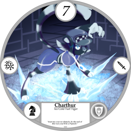 charthur from @floraverse in a coin card (an idea for a trading card game i had for a while) being a