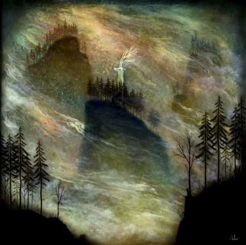 hifructosemag:Andy Kehoe creates marble-like textures by layering paint and resin for a shadow-box e