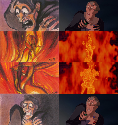 scurviesdisneyblog:The Hunchback of Notre Dame storyboards to movie 