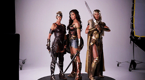 justiceleague:Gal Gadot, Robin Wright and Connie Nielsen behind the scenes of Wonder Woman