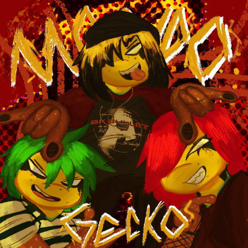 I Made This Back In September But Heres Art For My TMNT Au’s Mondo Gecko :) (Ft. His Siblings/bandmates)