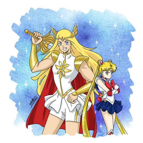 Sailor Moon and She-ra by Fran Reyes