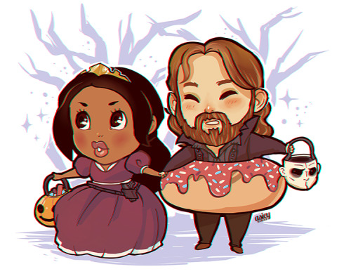 calamityeggplant:  squintwit:  #Abbie explaining to Ichabod what Halloween is. #He then says, “Lieutenant, I would like to partake in such an occasion.” #Abbie agrees because he seems to be really excited. #Ichabod is not only excited to partake in