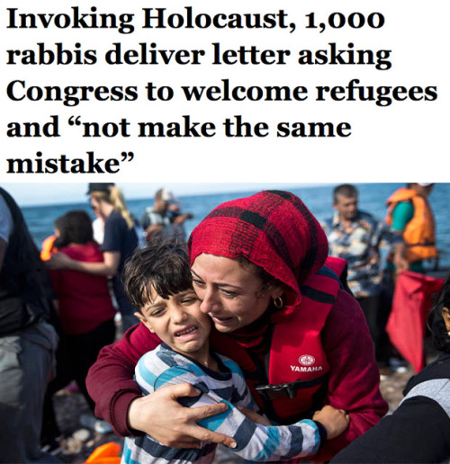salon:   “In 1939, the United States refused to let the S.S. St. Louis dock in our country, sending over 900 Jewish refugees back to Europe, where many died in concentration camps,” write more than 1,000 American rabbis in a letter delivered to Congress