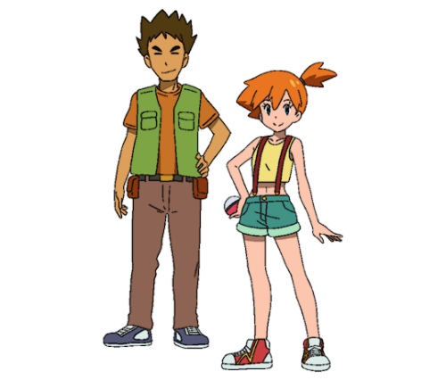 shelgon: Official artwork of Misty and Brock from the Pokémon Sun &amp; Moon anime