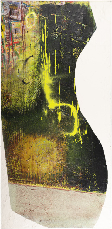 dubach-artwerks:Blessed Acrylic, aerosol, collage, and latex on masonite   48 x 24 Andrew Dubach