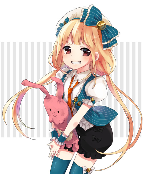 アイドルマスター、アイドルマスターシンデレラガールズ、双葉杏、ツナ、ネクタイ、ハッピー、ぬいぐるみ、ロングヘア、ツインテール、サイハイソックス、動物のぬいぐるみ、帽子、短パン、縛られた髪、茶色の瞳、金髪