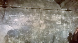 sixpenceee:  Submitted by inkysaurus.Visiting Poland so I had to visit Auschwitz out of respect for our history. This picture was taken inside one of the remaining gas chambers. Those marks are claw marks left my dying prisoners as they struggled for