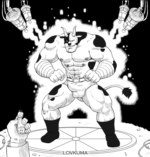 lovmykuma:  Moooooooooo……I always found Taurus too thin for his height and physical type. I as an taurine could not admit this. So I took him to my “manlynizator”  machine. Let’s see the results…