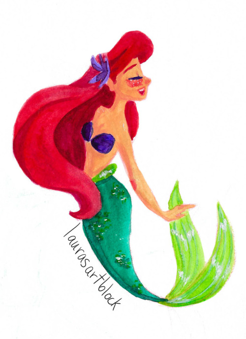 More gouache practice/getting excited for Mermay so I ifgured lets do my favorite mermaid, Ariel!