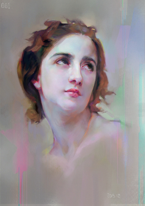 A master study after master William-Adolphe Bouguereau. Sketch of a young woman.