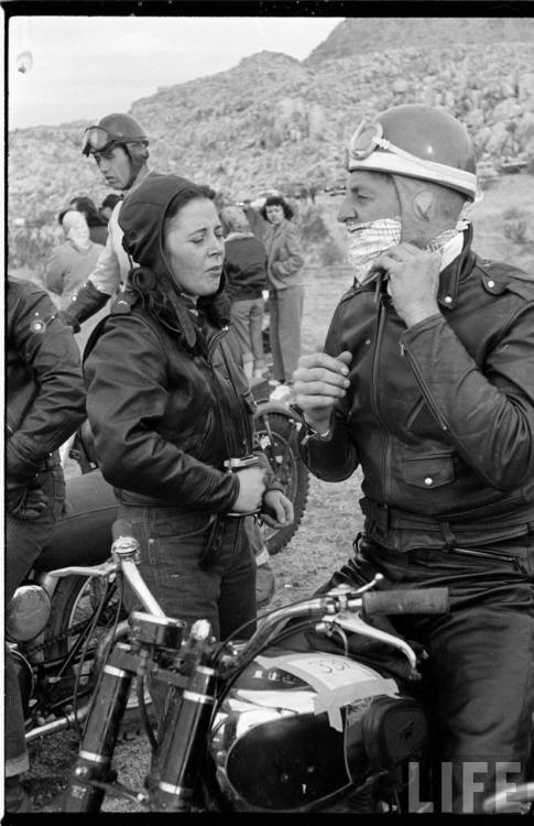 Motorcycle racers in the Mohave desert(George Silk. 1955?)