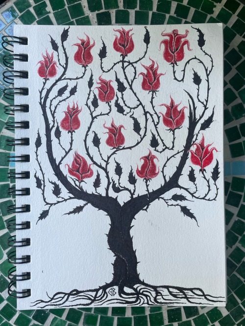Roses - Red And Black Ink 2024