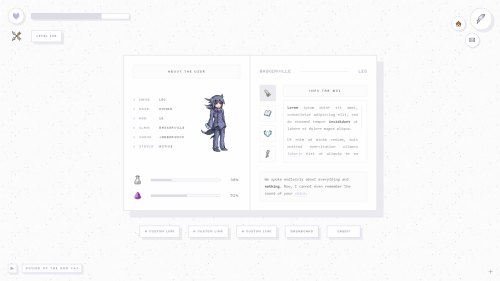 glenthemes: About Page [10]: Statice by glenthemes Statice is an about page with pixel art x RPG UI-