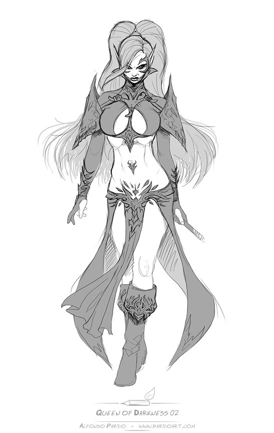 pardoart:  Some concepts for a dark queen elf miniature www.pardoart.com 