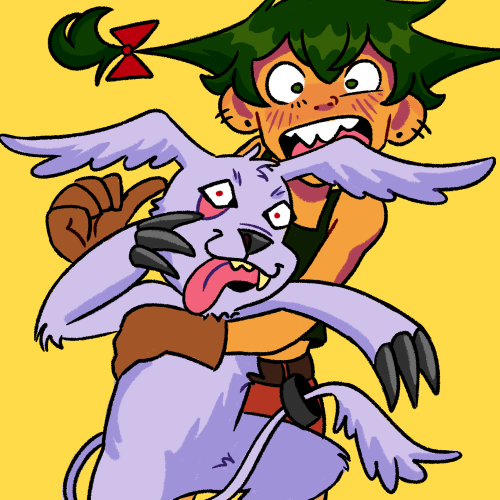 my oc and what i think their partner digimon would be &lt;:)they’re like, the low stakes antagonists