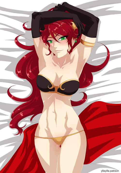 y8ay8a:Winner of my first Ko-fi art raffle! @homebasered picked a Pyrrha pin-up :) Keep your eyes peeled for a second art raffle to come! < |D’‘‘