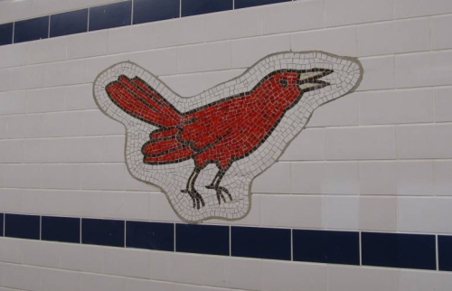 Art at / in transit stops makes the voyage nicer.Bird Laid Bare  By: Rita MacDonald Installed: 