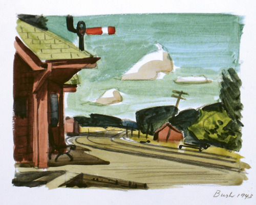 artist-jack-bush: Untitled, Train Station, 1940, Jack Bush